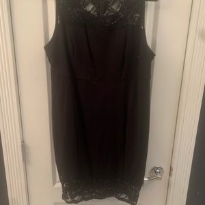 Black knee length lace dress with zipper in back